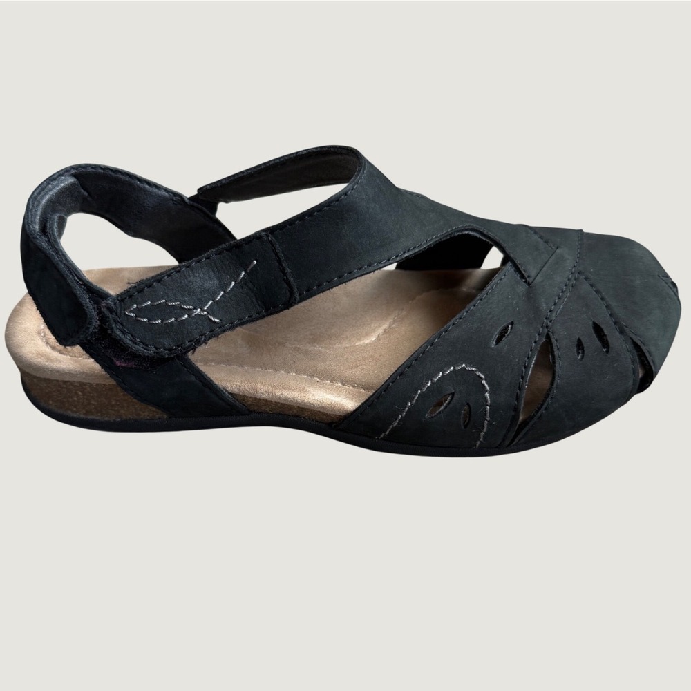 Earth Origins Birdine Black Leather Closed Toe Comfort Sandals ETBIRDINE 6.5M